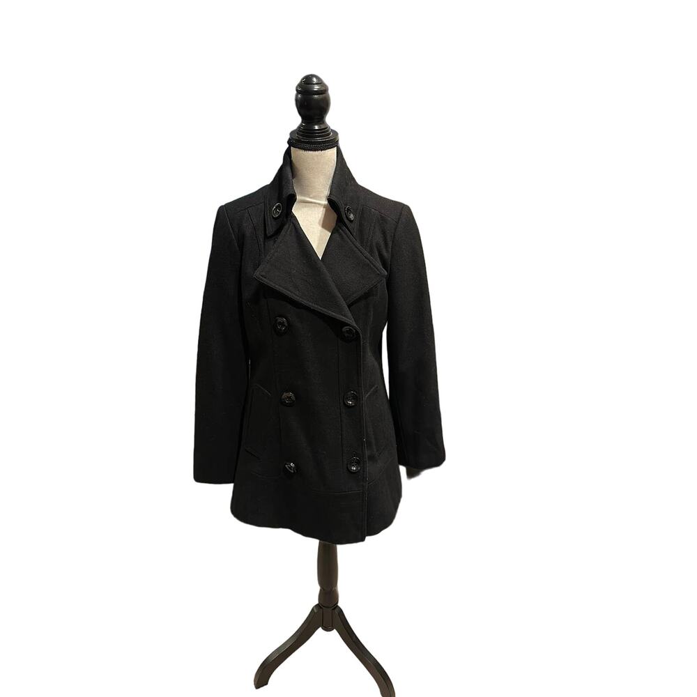 ⭐️ Womens Giacca Wool Blend Black Pea Coat  Size Medium Preppy Minimalist Winter